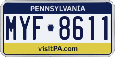 PA license plate MYF8611