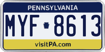PA license plate MYF8613