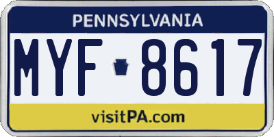 PA license plate MYF8617