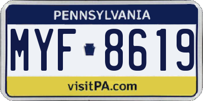 PA license plate MYF8619
