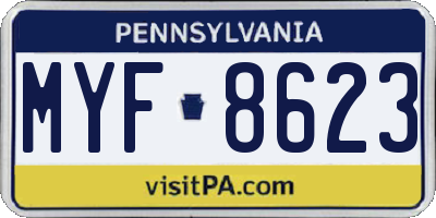 PA license plate MYF8623