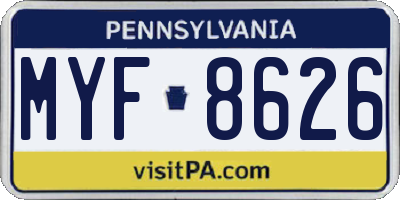 PA license plate MYF8626
