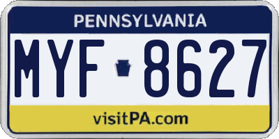 PA license plate MYF8627