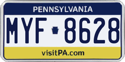PA license plate MYF8628