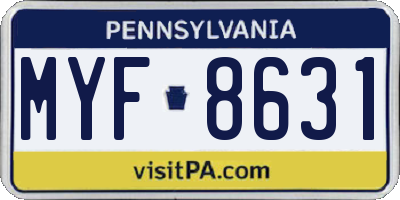 PA license plate MYF8631