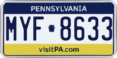 PA license plate MYF8633