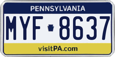 PA license plate MYF8637