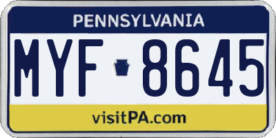 PA license plate MYF8645