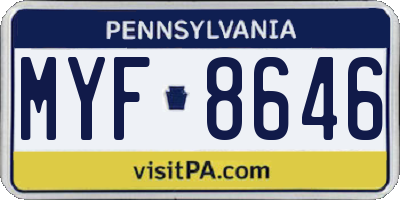 PA license plate MYF8646