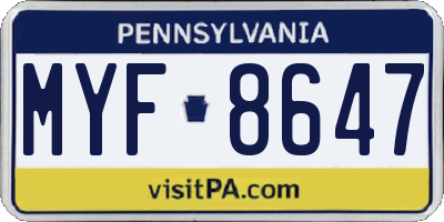 PA license plate MYF8647