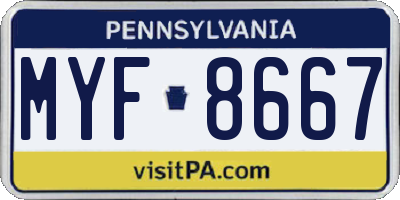 PA license plate MYF8667
