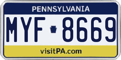 PA license plate MYF8669
