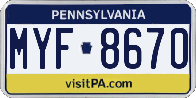 PA license plate MYF8670
