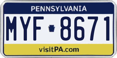 PA license plate MYF8671