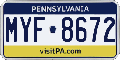 PA license plate MYF8672