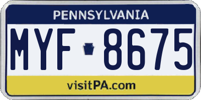 PA license plate MYF8675