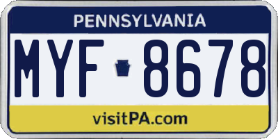 PA license plate MYF8678