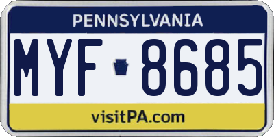 PA license plate MYF8685