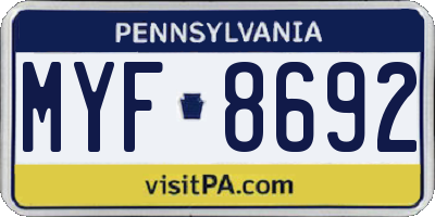 PA license plate MYF8692