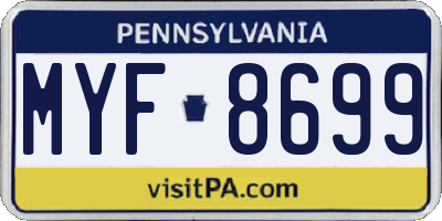 PA license plate MYF8699