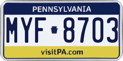 PA license plate MYF8703