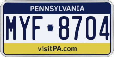 PA license plate MYF8704