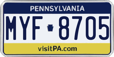 PA license plate MYF8705