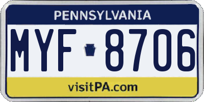 PA license plate MYF8706
