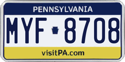 PA license plate MYF8708