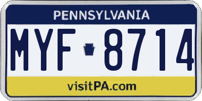PA license plate MYF8714