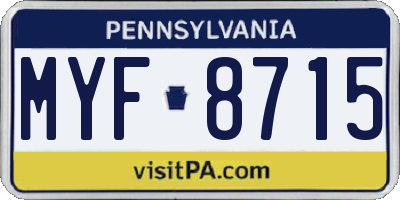 PA license plate MYF8715