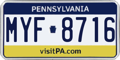 PA license plate MYF8716