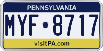 PA license plate MYF8717