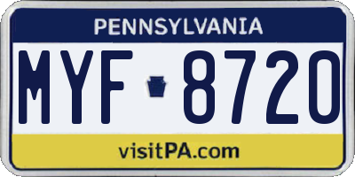PA license plate MYF8720