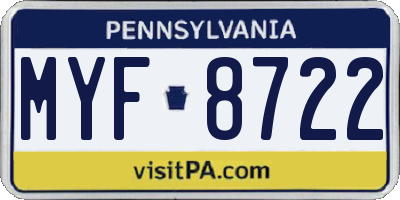 PA license plate MYF8722