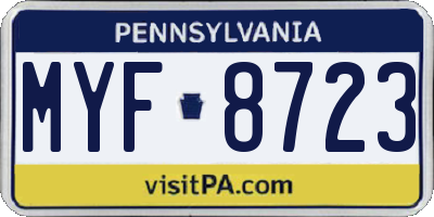 PA license plate MYF8723