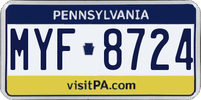 PA license plate MYF8724