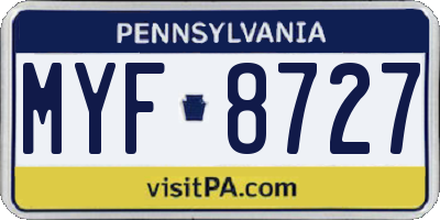 PA license plate MYF8727