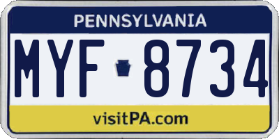 PA license plate MYF8734
