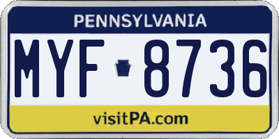 PA license plate MYF8736