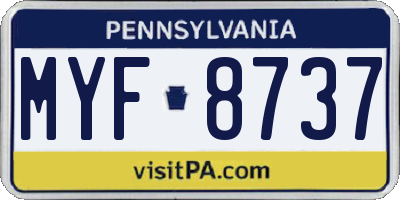 PA license plate MYF8737