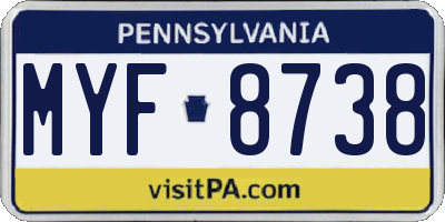 PA license plate MYF8738