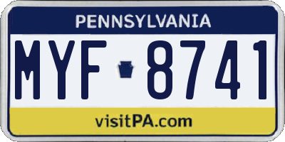 PA license plate MYF8741
