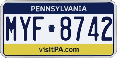 PA license plate MYF8742