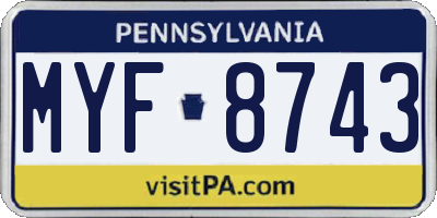 PA license plate MYF8743