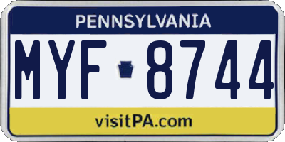 PA license plate MYF8744