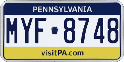PA license plate MYF8748