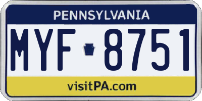 PA license plate MYF8751