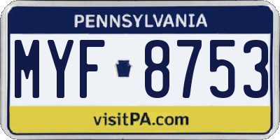 PA license plate MYF8753