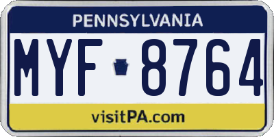 PA license plate MYF8764